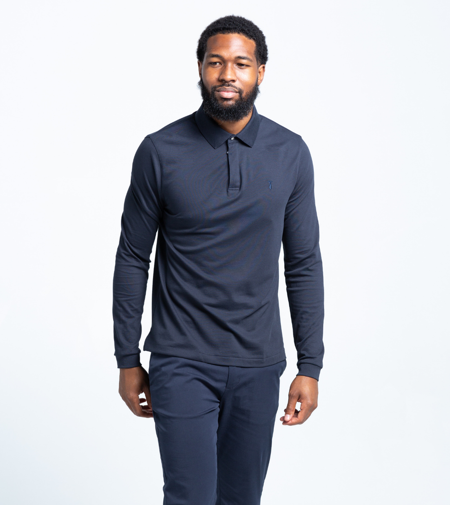 Long sleeve polo deals navy